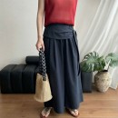 日系鬆緊繫腰帶寬褲