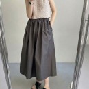 日系百搭壓褶傘狀長裙