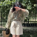 渡假蓬袖雪紡上衣