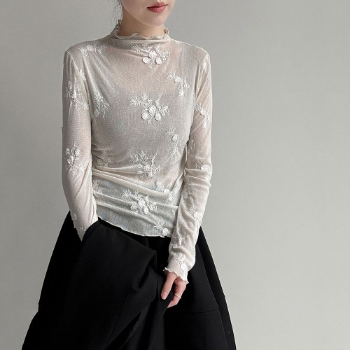 細緻網紗刺繡上衣