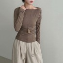 微露肩鈕釦棉上衣