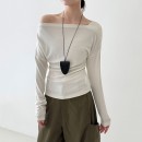 微露肩鈕釦棉上衣