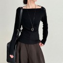 微露肩鈕釦棉上衣