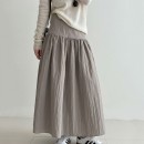 簡約高腰壓褶A字長裙