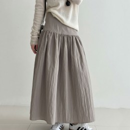 簡約高腰壓褶A字長裙 簡約高腰壓褶A字長裙