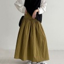 簡約高腰壓褶A字長裙