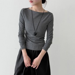 簡約一字領棉上衣 簡約一字領棉上衣