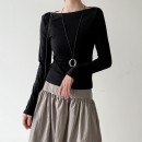 簡約一字領棉上衣