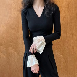 女神V領荷葉袖上衣 女神V領荷葉袖上衣