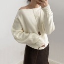 感性一字領針織上衣