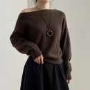 感性一字領針織上衣