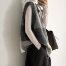 復古格紋針織背心