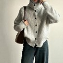 慵懶排扣高領毛衣