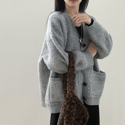 復古寬鬆針織外套